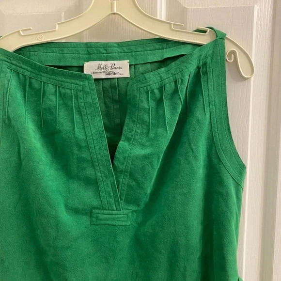Mollie Parnis Skinner Ultra Suede fabric green v neck dress size extra small - Picture 6 of 8